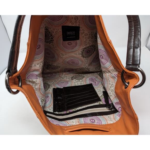 Latico Salmon Espresso Orange Rosie Leather Shoulder Bag Purse - Picture 14 of 16